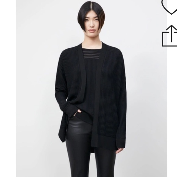 lafayette 148 matching set KNIT RIBBED OPEN FRONT CARDIGAN & bateau neck top L - Picture 1 of 16